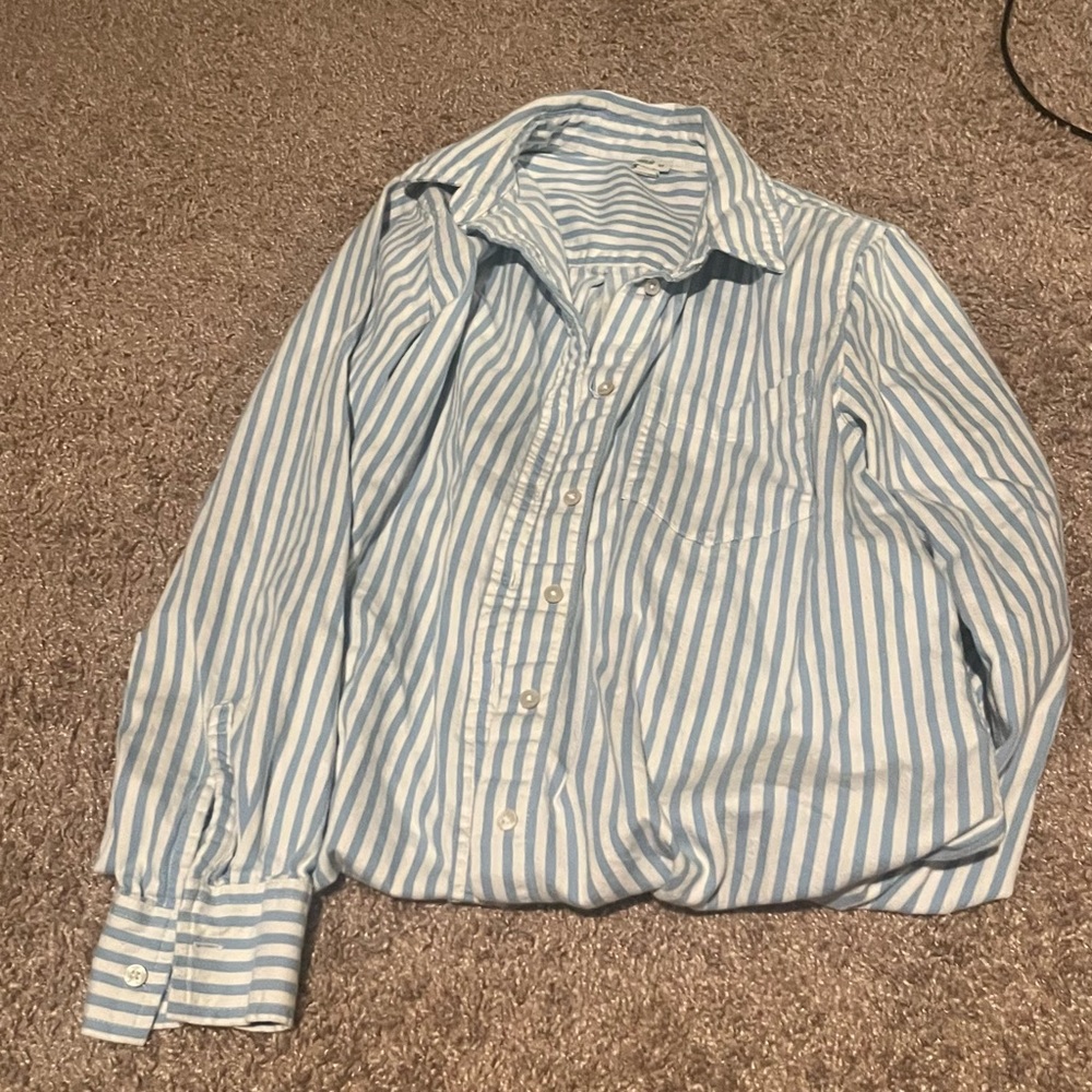 Aerie Blue and White Striped Button Down Shirt